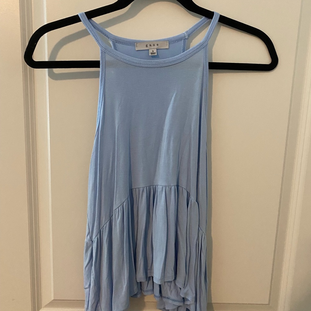 Gaze size small high neck tank top. Flowy and blue